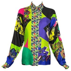 S/S 1991 Gianni Versace Vogue Pop Art Printed Silk Shirt